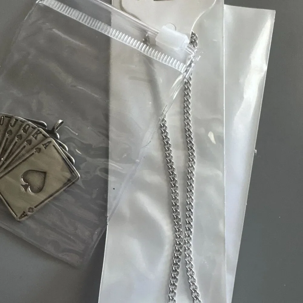 Deck Of Cards Stainless Steel Pendant 24” Chain Poker Blackjack Casino Gambling